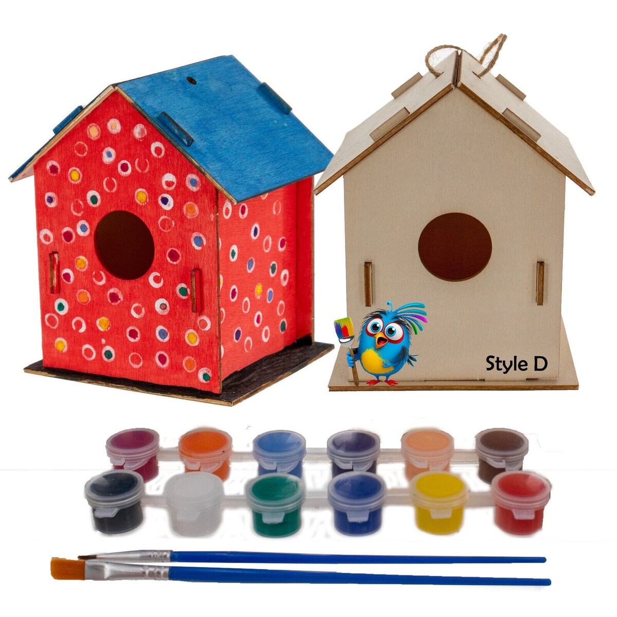 Nichoir en bois fait maison à construire soi-même - Construisez votre propre nichoir avec un kit de peinture facile