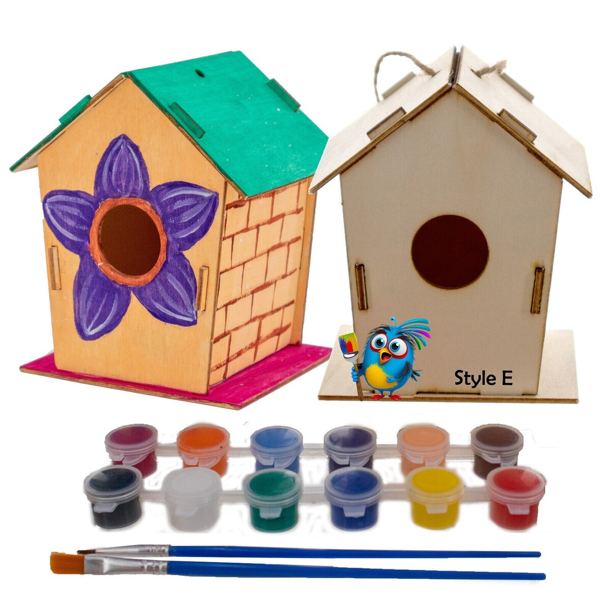 Nichoir en bois fait maison à construire soi-même - Construisez votre propre nichoir avec un kit de peinture facile