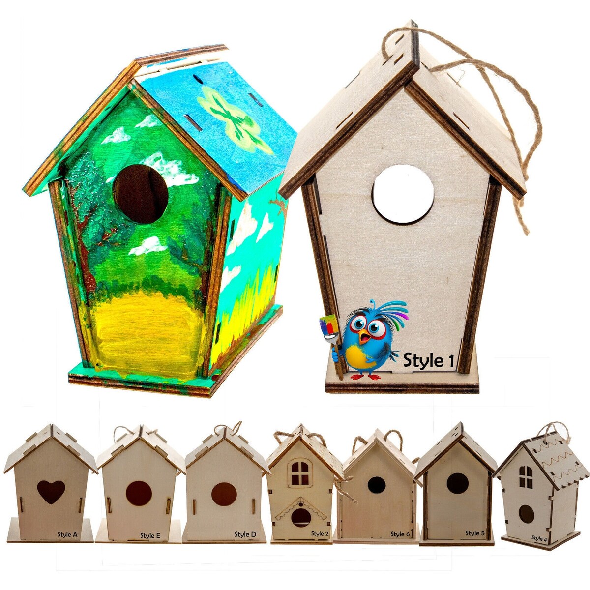Nichoir en bois fait maison à construire soi-même - Construisez votre propre nichoir avec un kit de peinture facile
