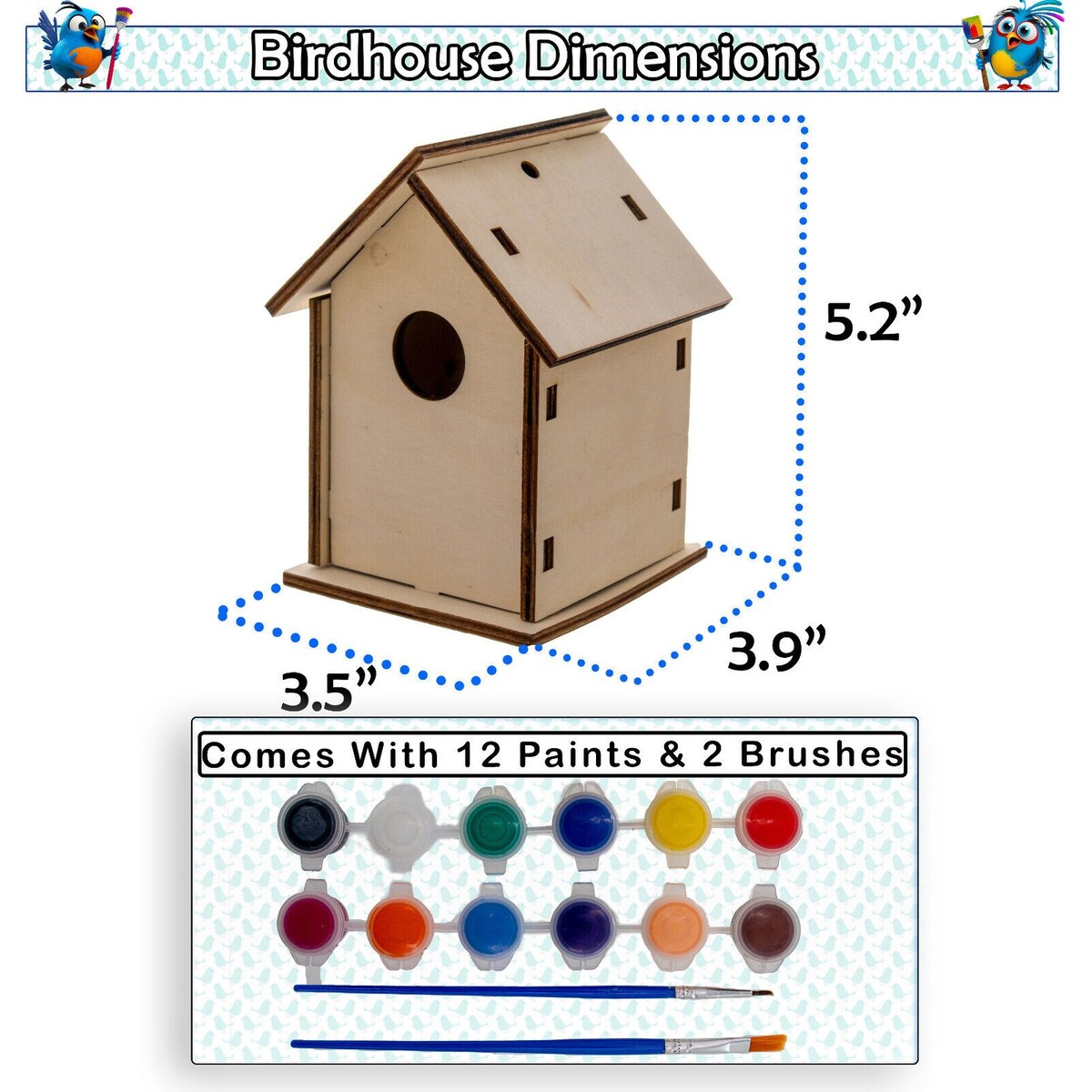 Nichoir en bois fait maison à construire soi-même - Construisez votre propre nichoir avec un kit de peinture facile