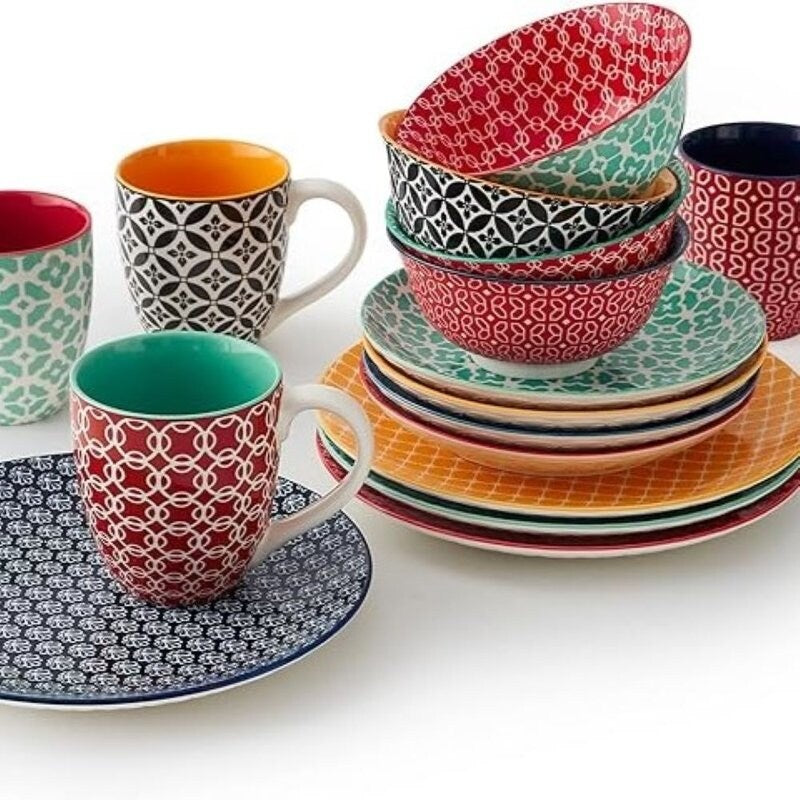 Service de table en céramique DOWAN, 16 pièces pour 4 personnes, assiettes et bols décoratifs