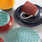 Service de table en céramique DOWAN, 16 pièces pour 4 personnes, assiettes et bols décoratifs
