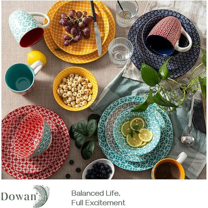 Service de table en céramique DOWAN, 16 pièces pour 4 personnes, assiettes et bols décoratifs