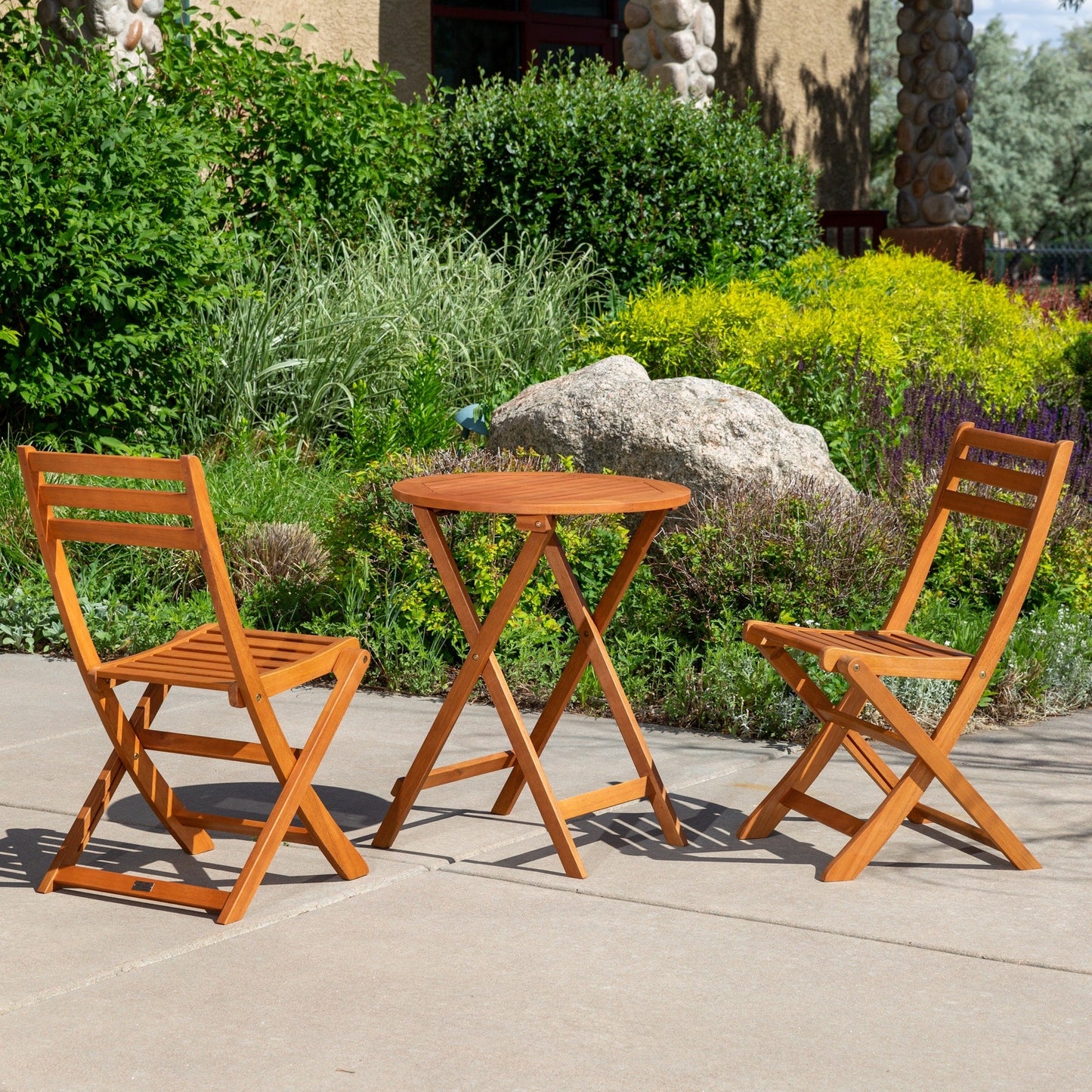 Ensemble bistro 3 pièces Twin Lakes de DTY Outdoor Living, rond, en eucalyptus, huile naturelle
