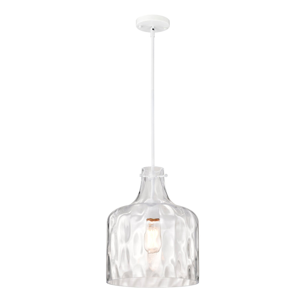 Suspension Daelan en verre transparent alvéolé à une lumière - 12 po