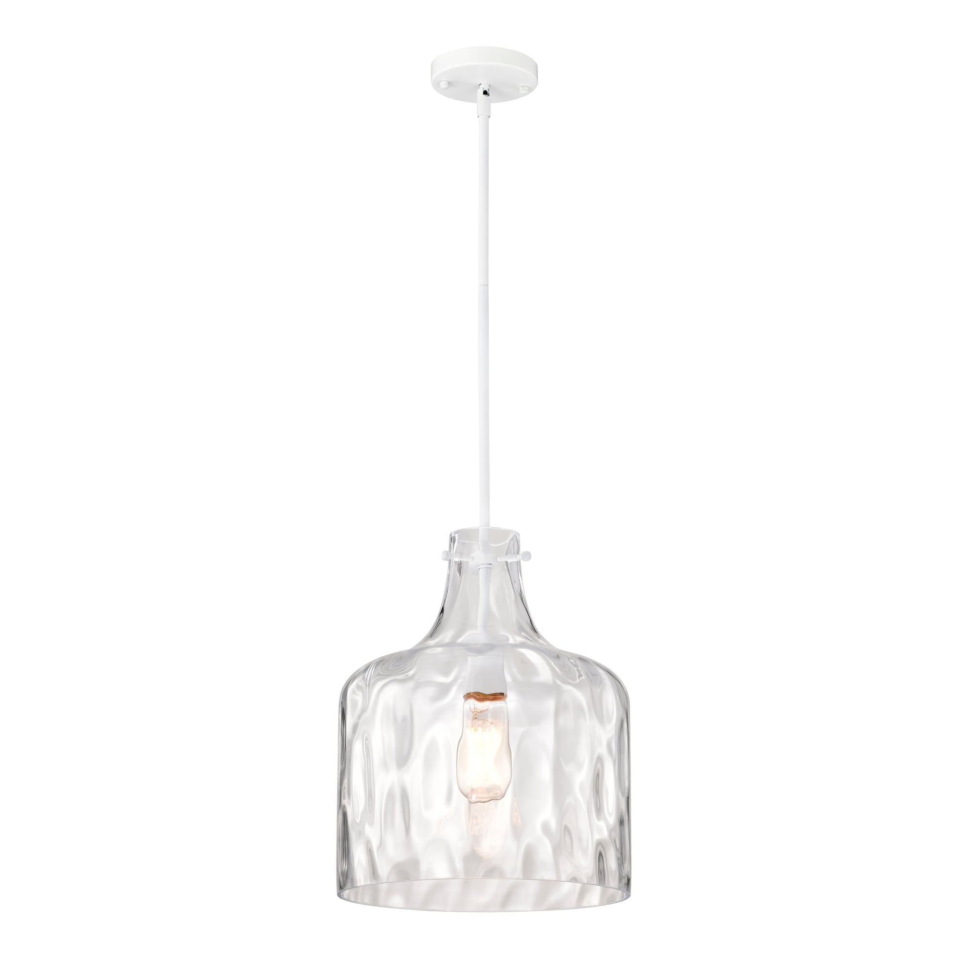 Suspension Daelan en verre transparent alvéolé à une lumière - 12 po