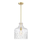 Suspension Daelan en verre transparent alvéolé à une lumière - 12 po