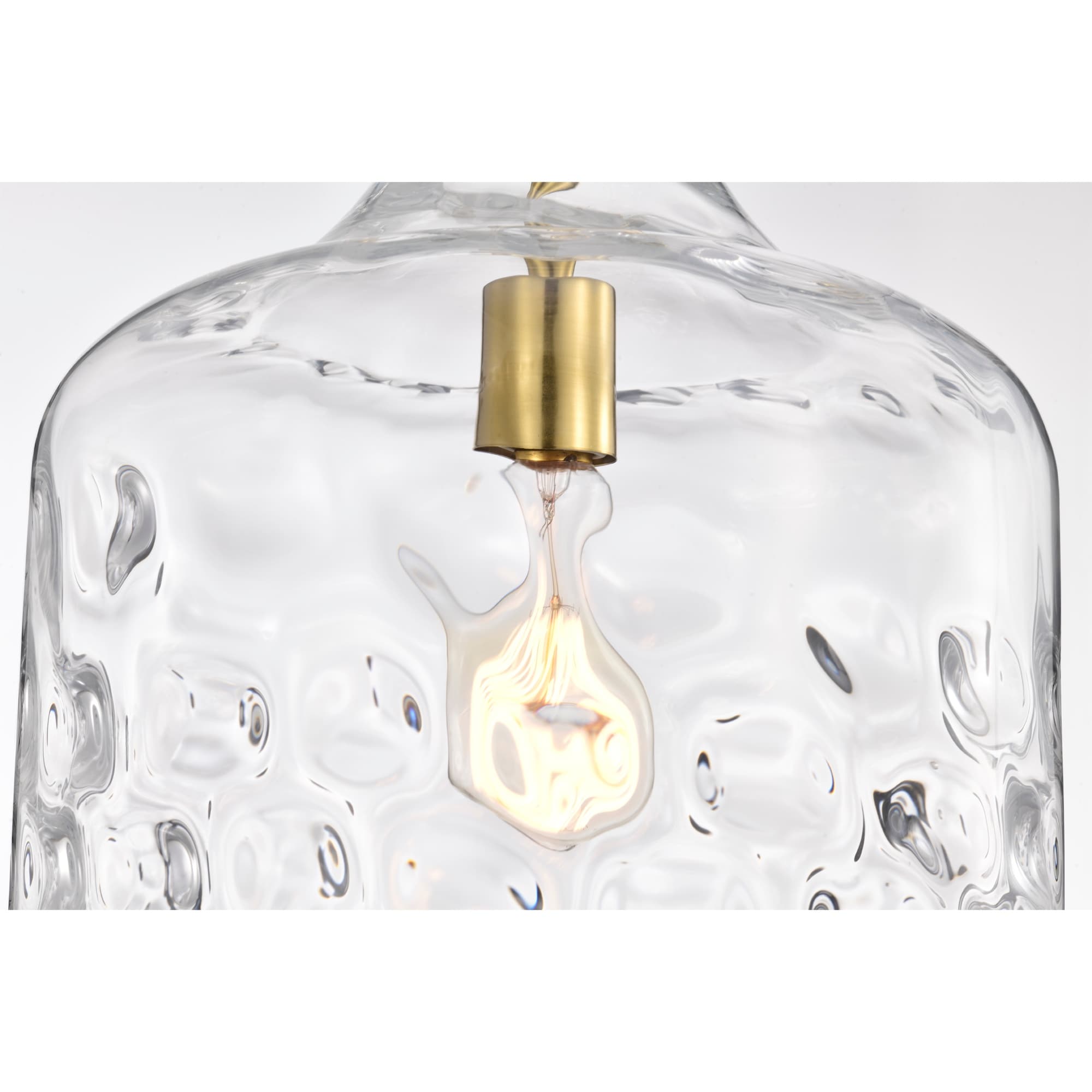 Suspension Daelan en verre transparent alvéolé à une lumière - 12 po