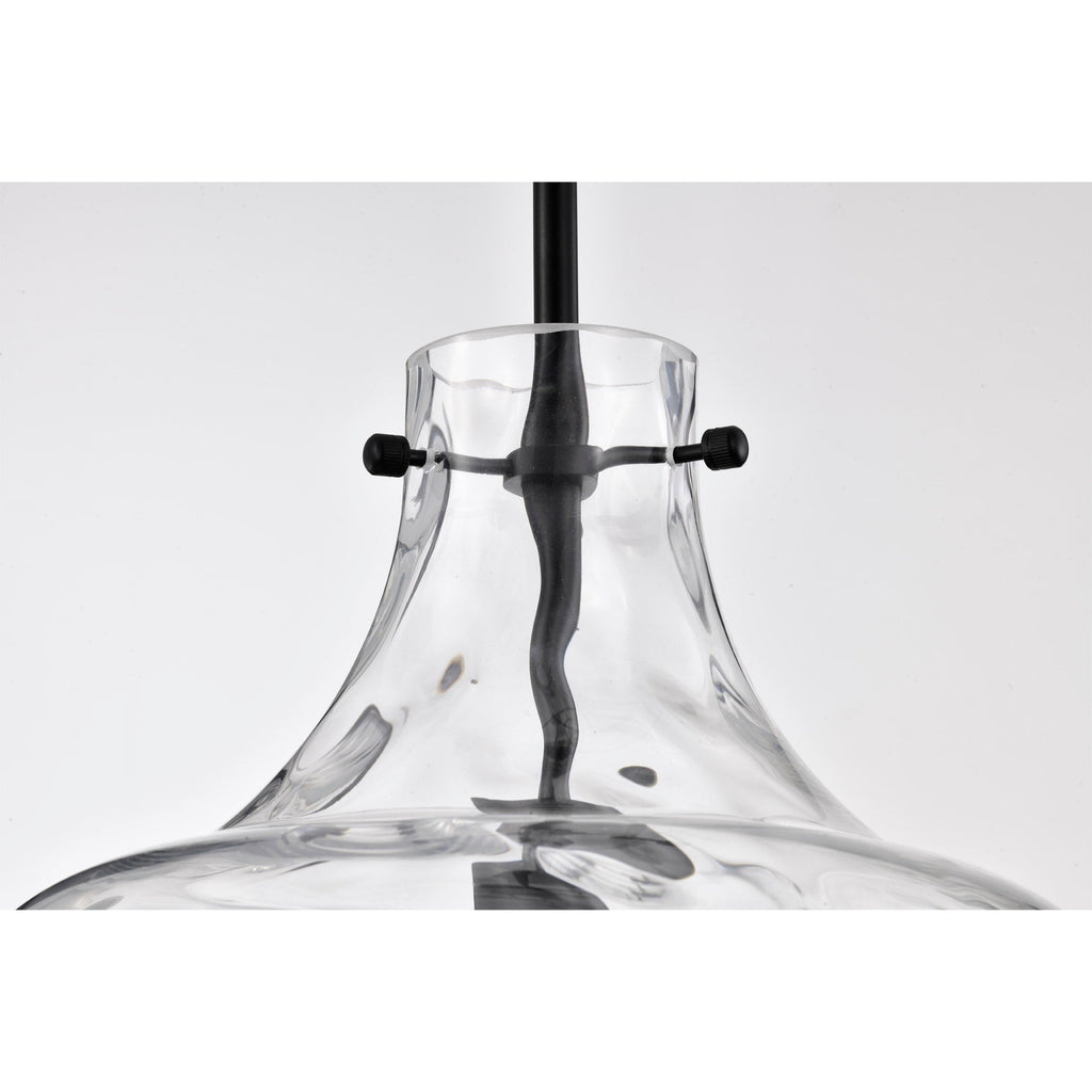 Suspension Daelan en verre transparent alvéolé à une lumière - 12 po