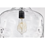 Suspension Daelan en verre transparent alvéolé à une lumière - 12 po