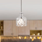 Suspension Daelan en verre transparent alvéolé à une lumière - 12 po