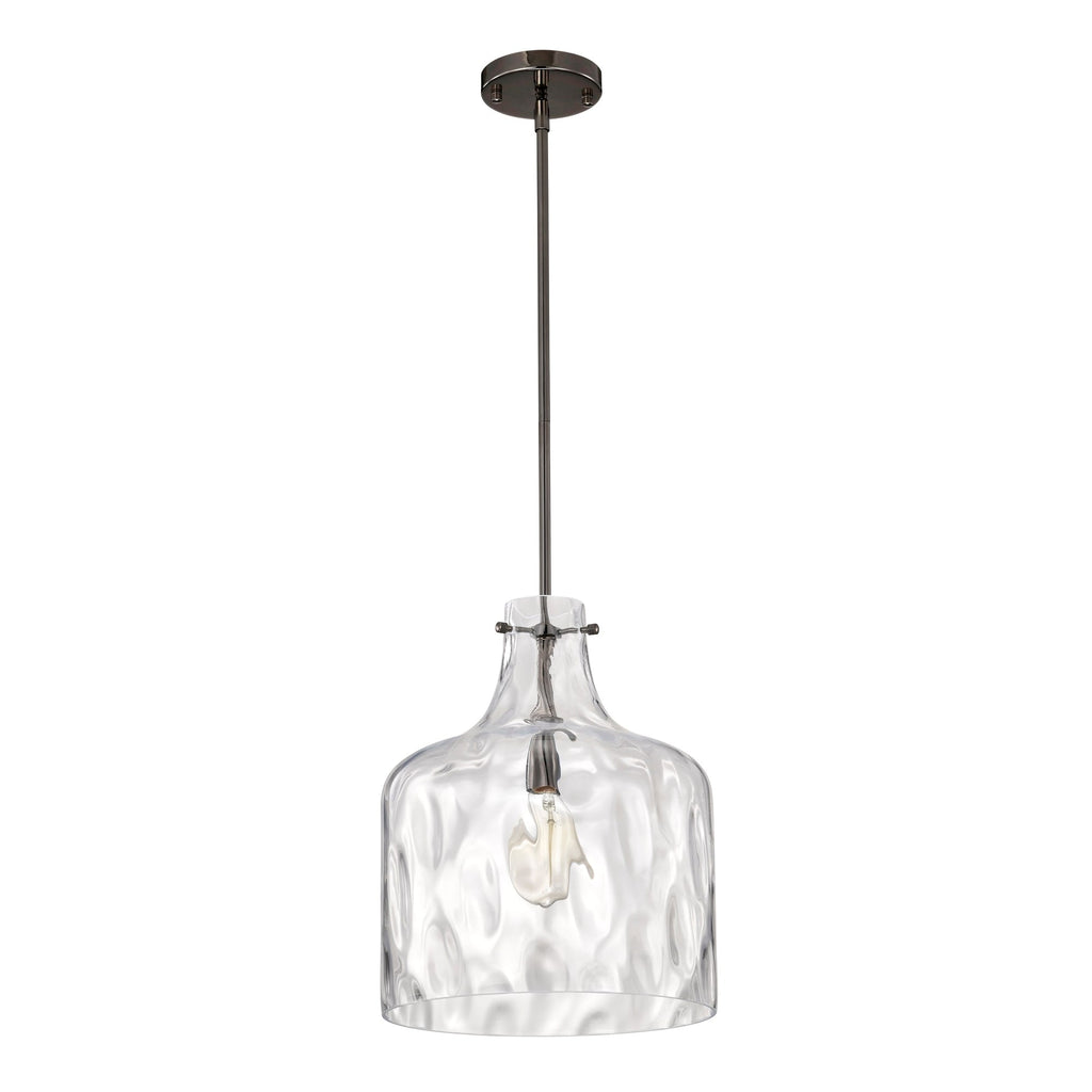 Suspension Daelan en verre transparent alvéolé à une lumière - 12 po