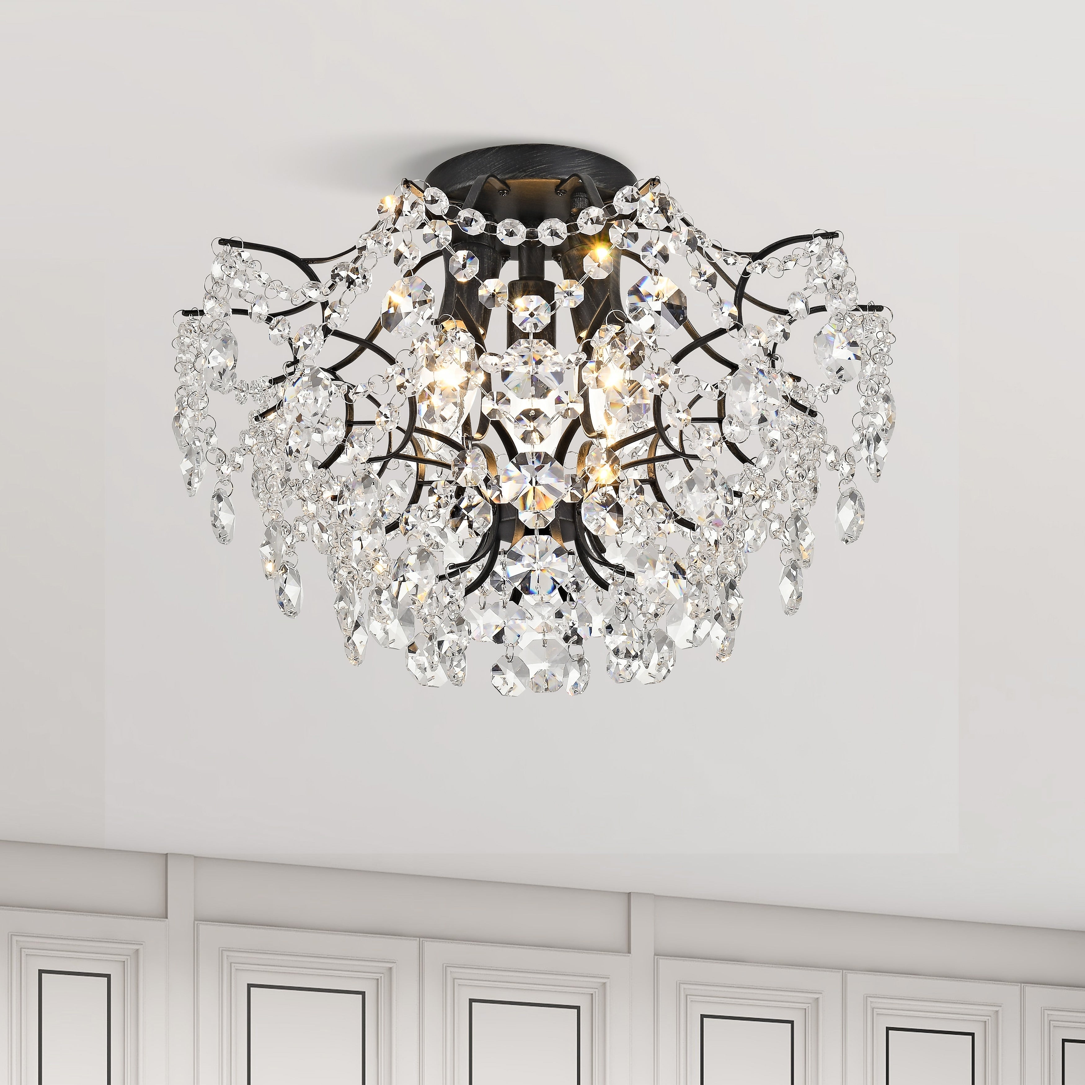 Plafonnier d'intérieur élégant à 3 lumières en cristal Dalia