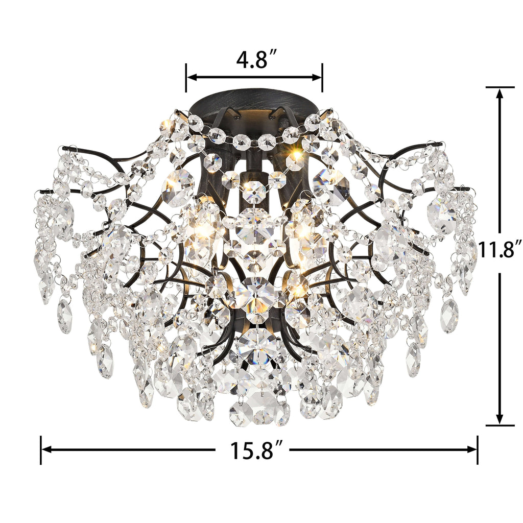 Plafonnier d'intérieur élégant à 3 lumières en cristal Dalia