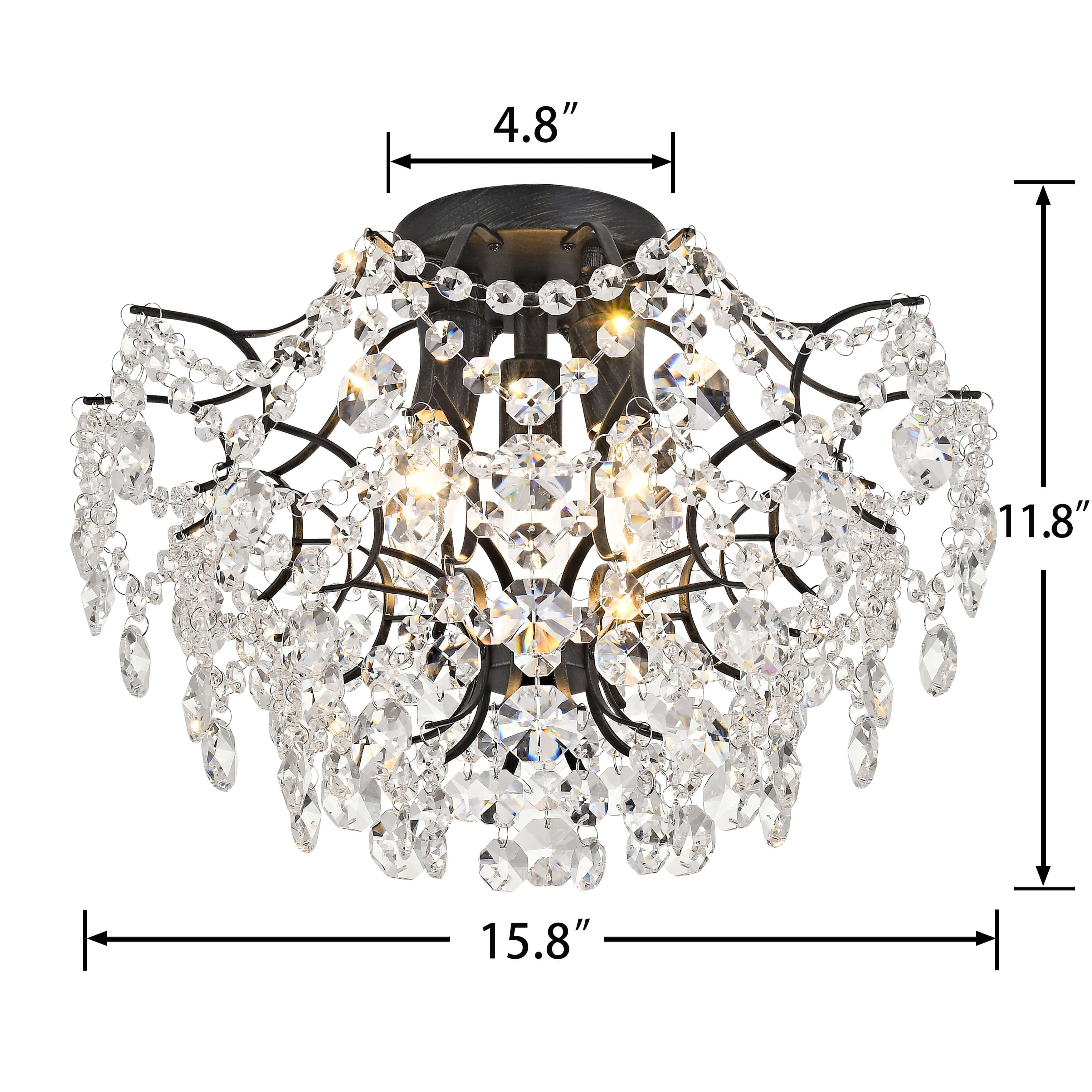 Plafonnier d'intérieur élégant à 3 lumières en cristal Dalia