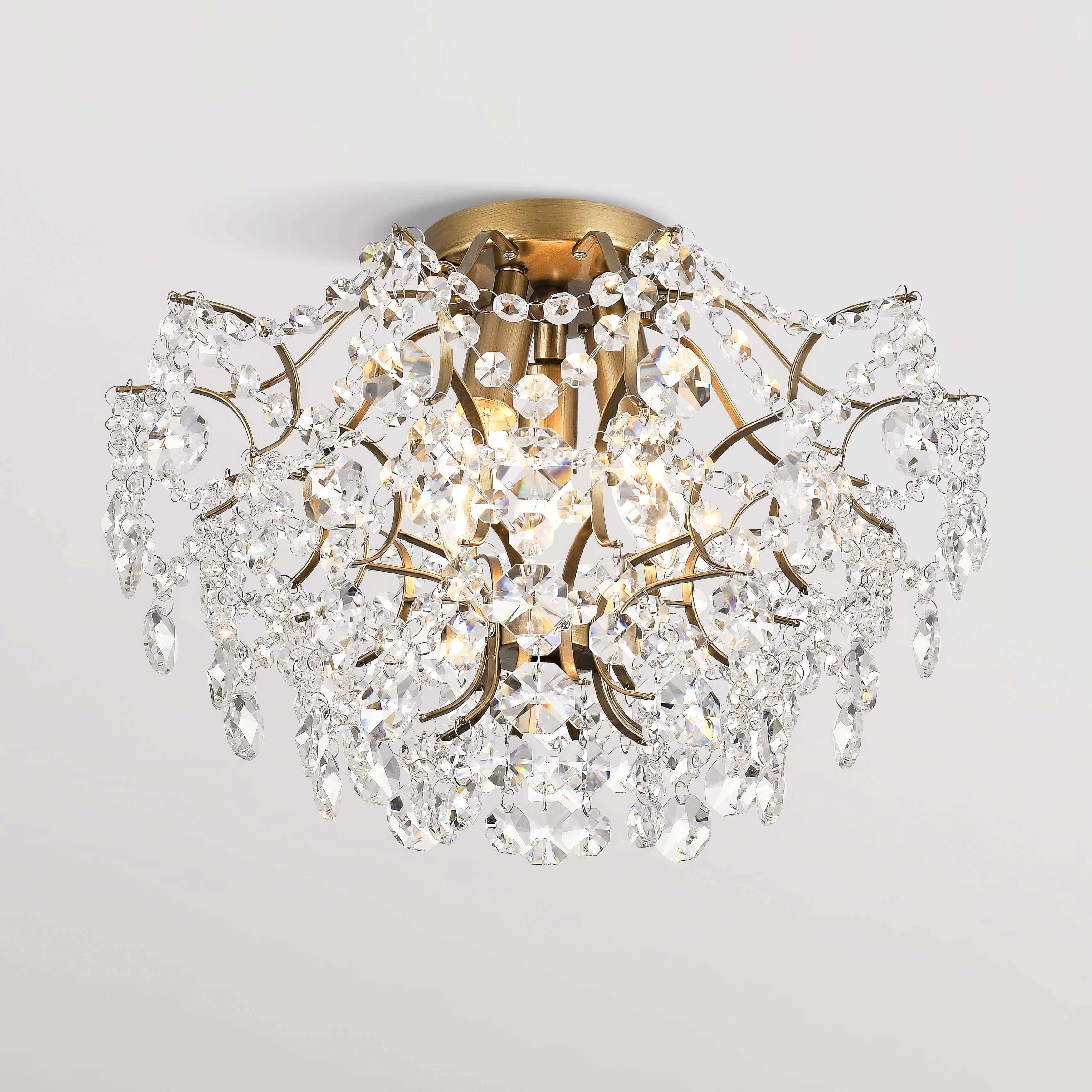 Plafonnier d'intérieur élégant à 3 lumières en cristal Dalia