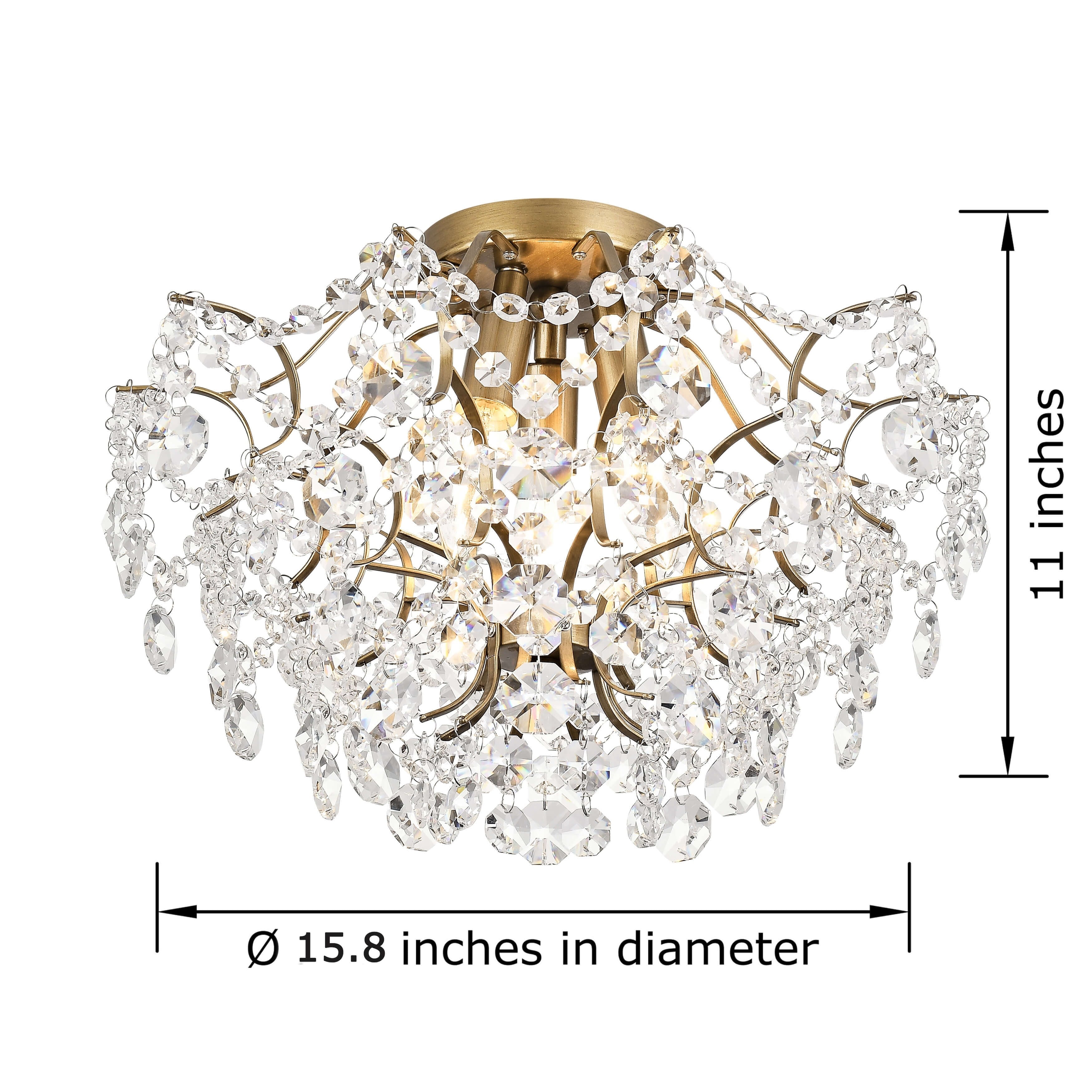 Plafonnier d'intérieur élégant à 3 lumières en cristal Dalia