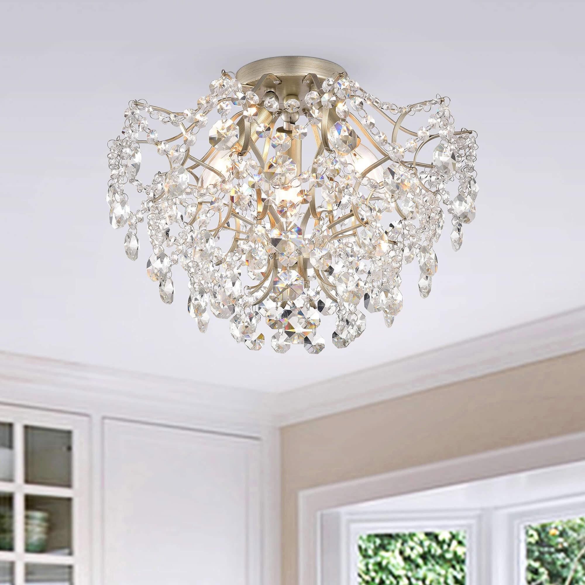 Plafonnier d'intérieur élégant à 3 lumières en cristal Dalia