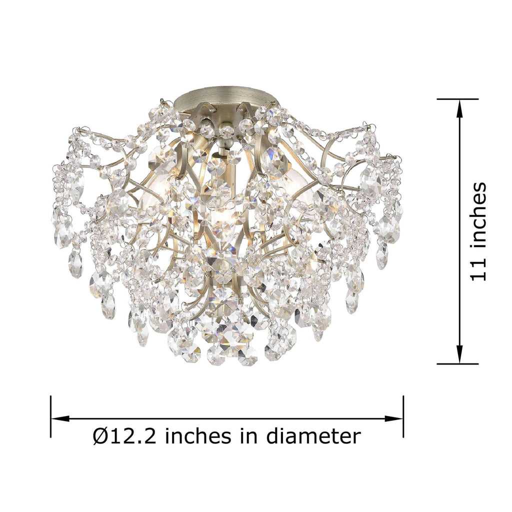 Plafonnier d'intérieur élégant à 3 lumières en cristal Dalia