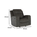 Fauteuil inclinable manuel à bascule Damon, peluche douce en polyester gris foncé