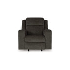 Fauteuil inclinable manuel à bascule Damon, peluche douce en polyester gris foncé