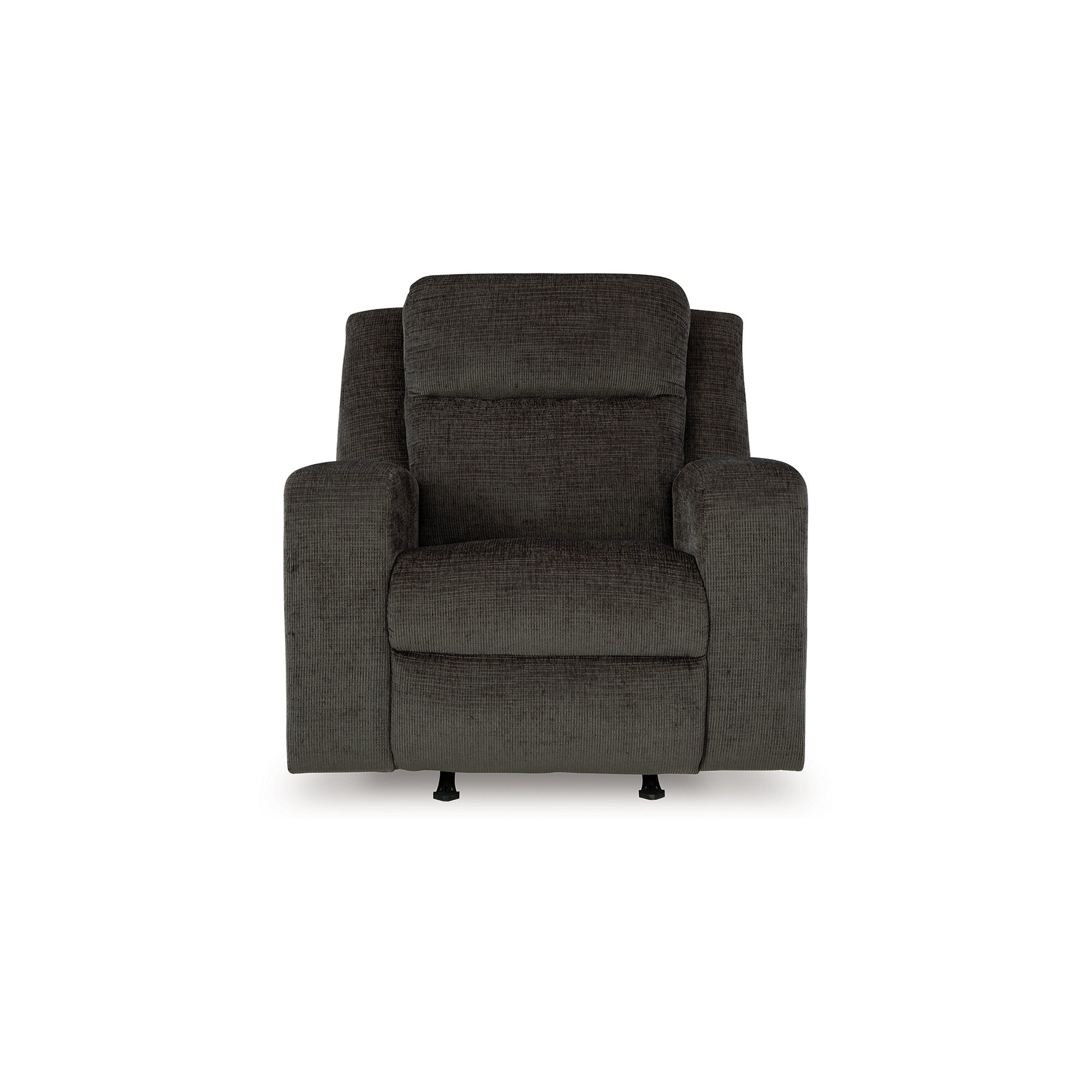 Fauteuil inclinable manuel à bascule Damon, peluche douce en polyester gris foncé