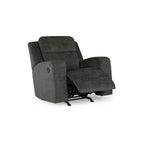 Fauteuil inclinable manuel à bascule Damon, peluche douce en polyester gris foncé