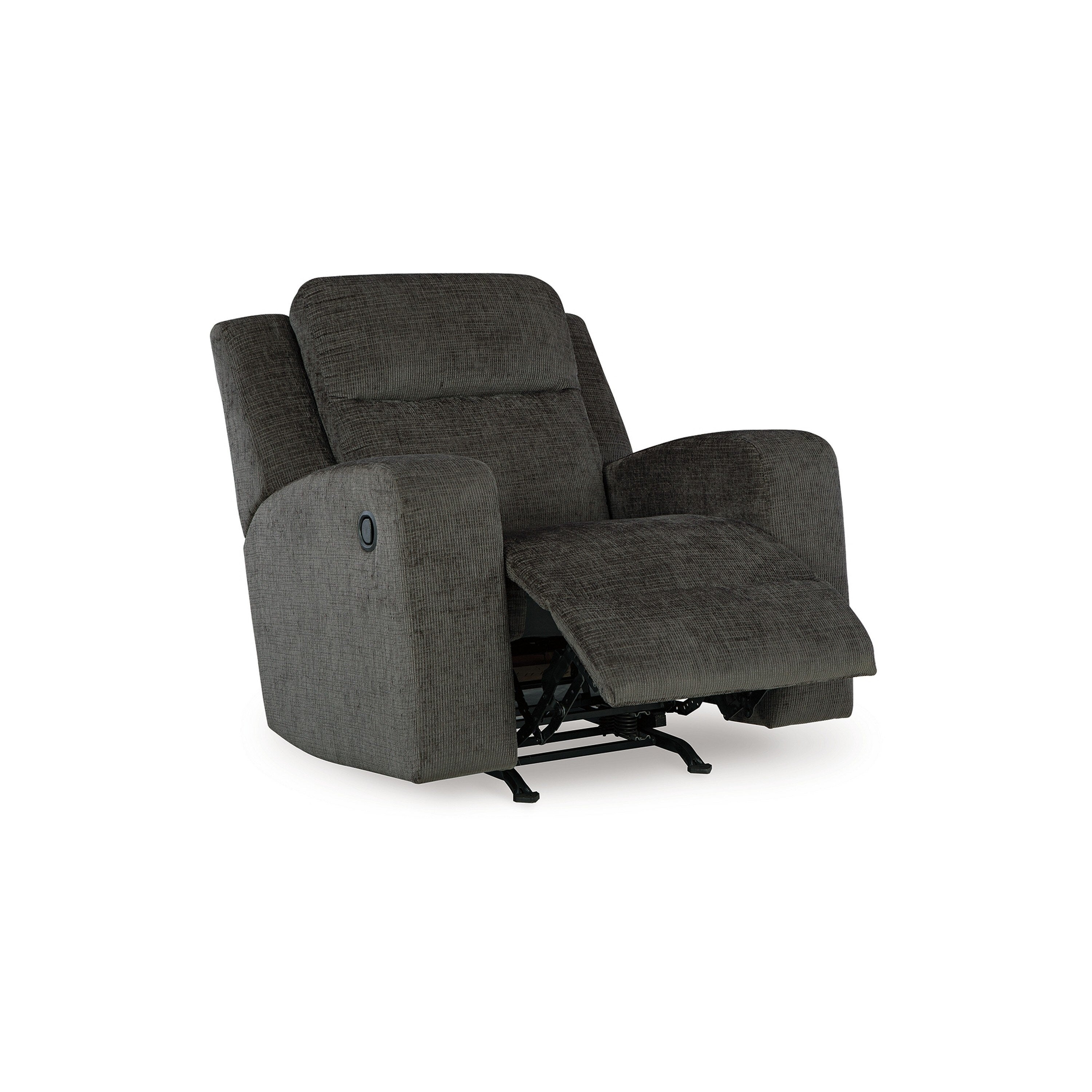 Fauteuil inclinable manuel à bascule Damon, peluche douce en polyester gris foncé