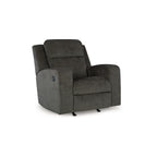 Fauteuil inclinable manuel à bascule Damon, peluche douce en polyester gris foncé