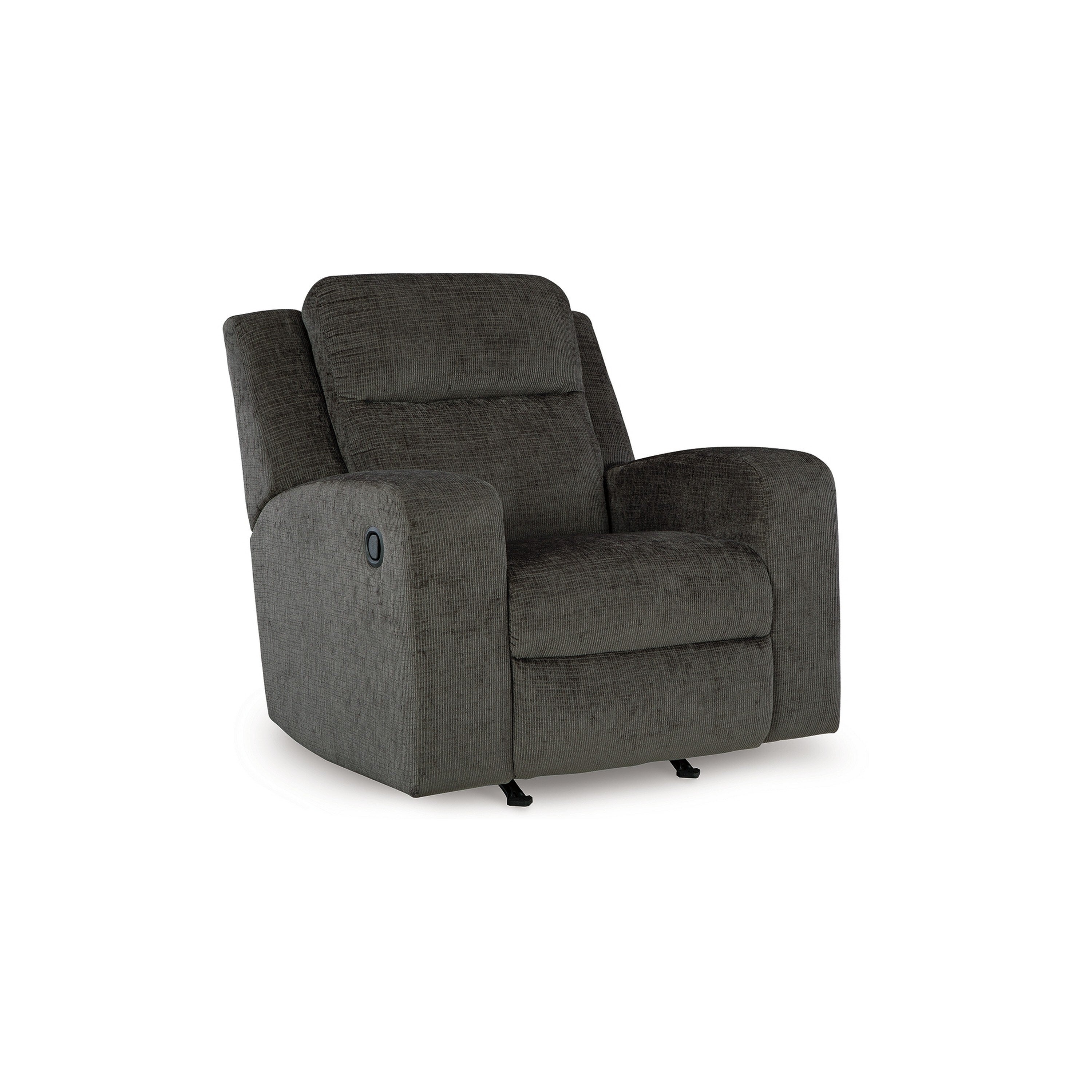 Fauteuil inclinable manuel à bascule Damon, peluche douce en polyester gris foncé
