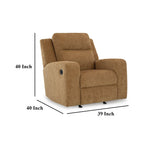Fauteuil inclinable manuel à bascule Damon, peluche douce en polyester marron camel