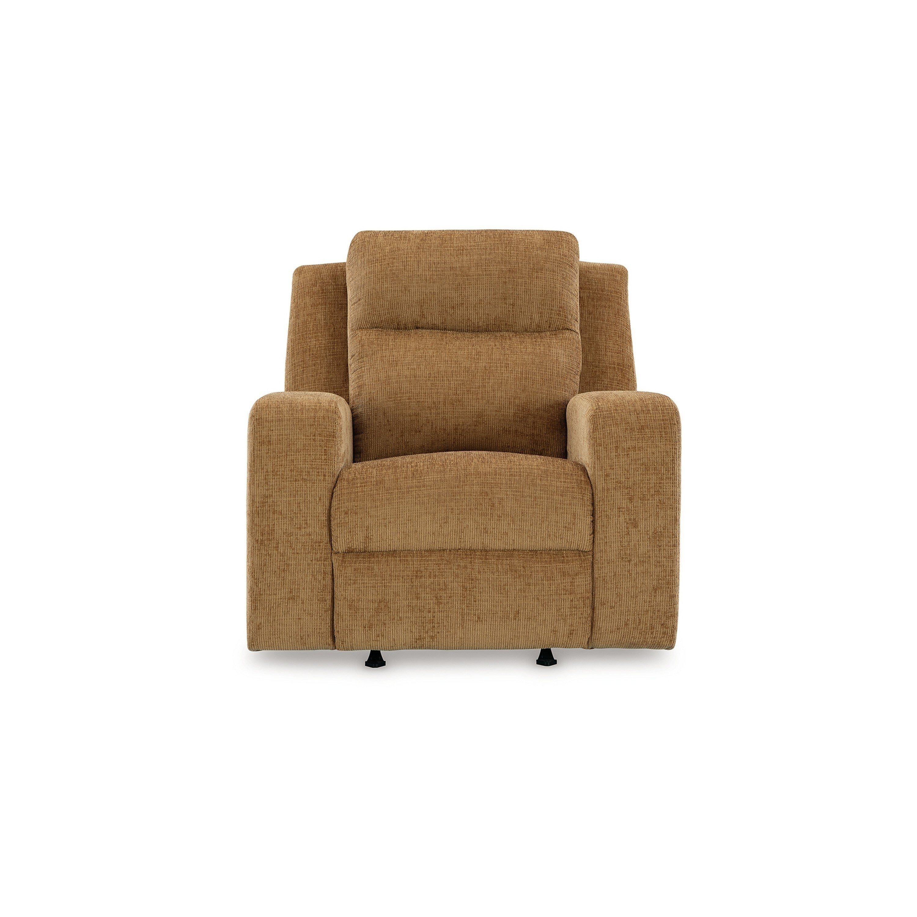 Fauteuil inclinable manuel à bascule Damon, peluche douce en polyester marron camel