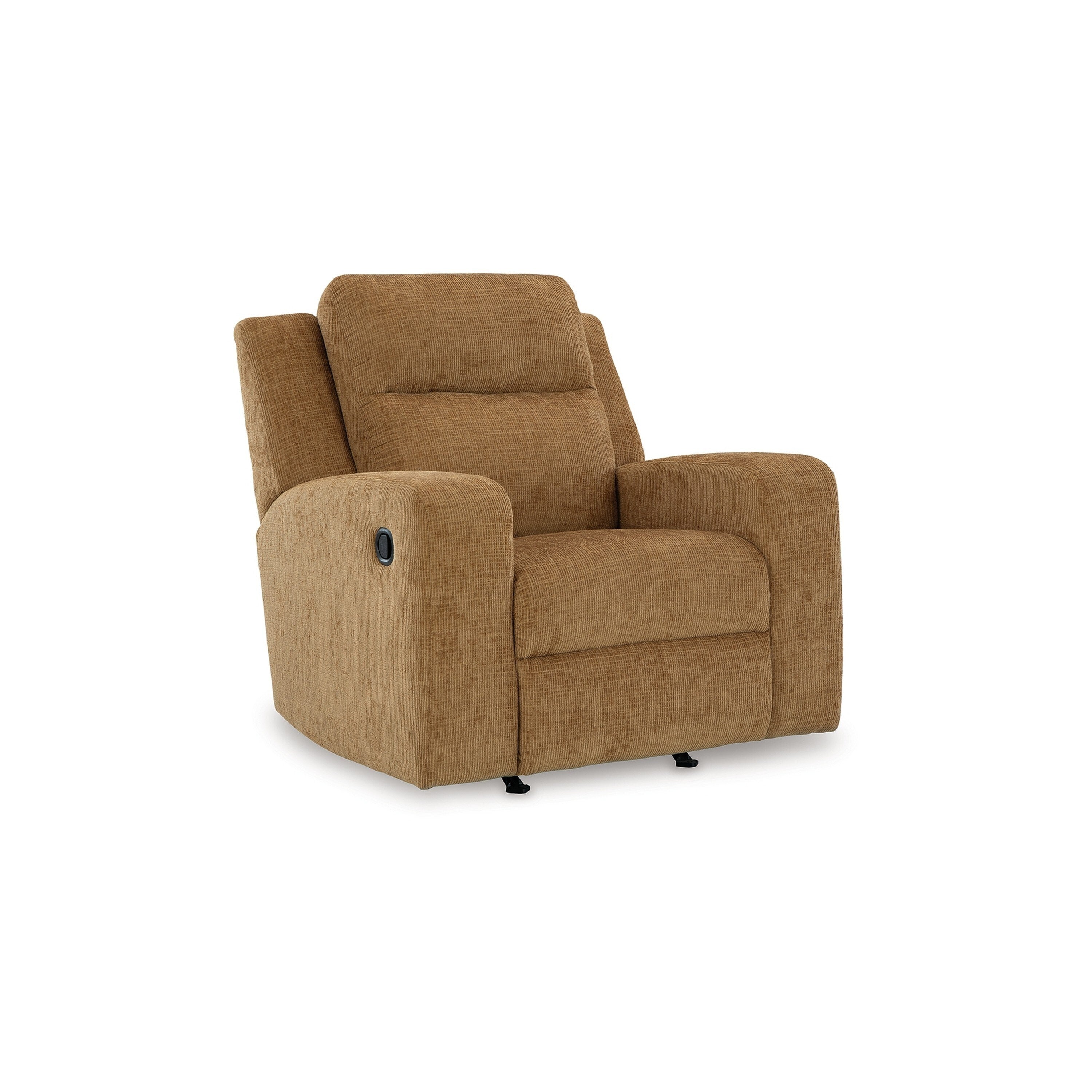 Fauteuil inclinable manuel à bascule Damon, peluche douce en polyester marron camel