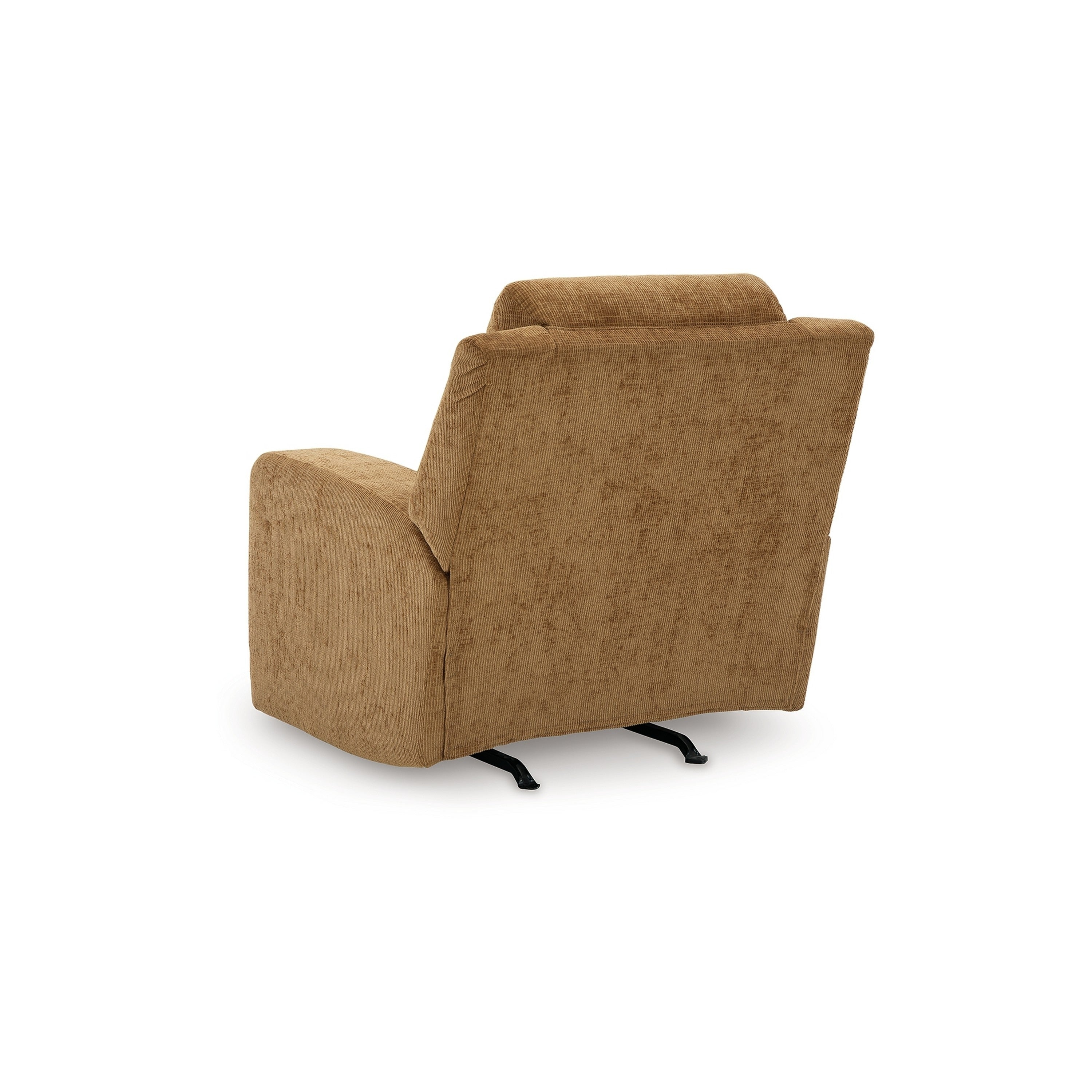 Fauteuil inclinable manuel à bascule Damon, peluche douce en polyester marron camel