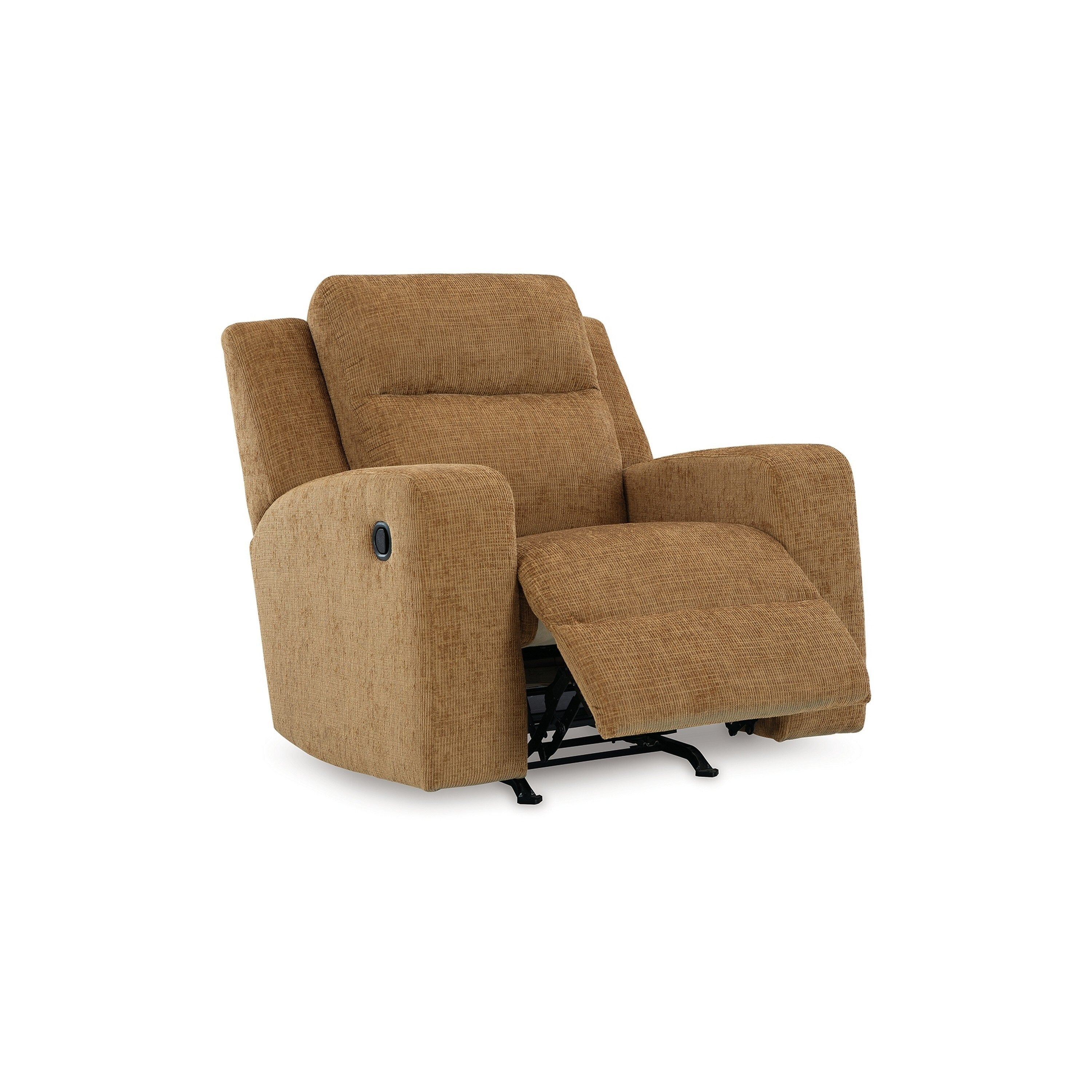 Fauteuil inclinable manuel à bascule Damon, peluche douce en polyester marron camel