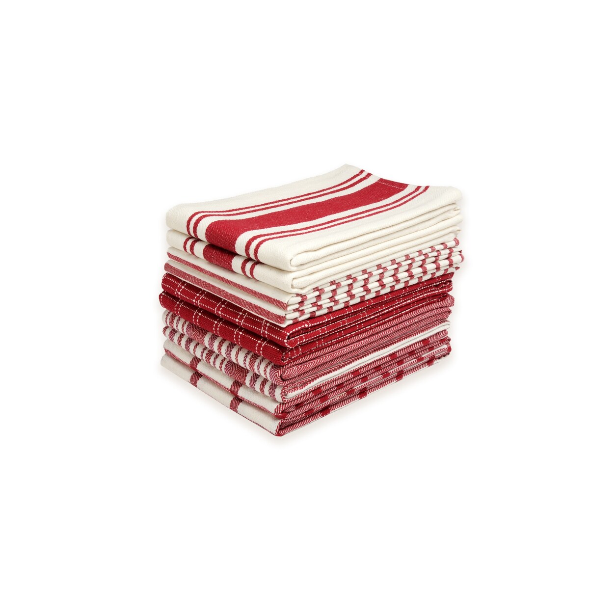 Lot de 10 torchons de cuisine plats en coton Dan River, assortis - 18'' x 28''