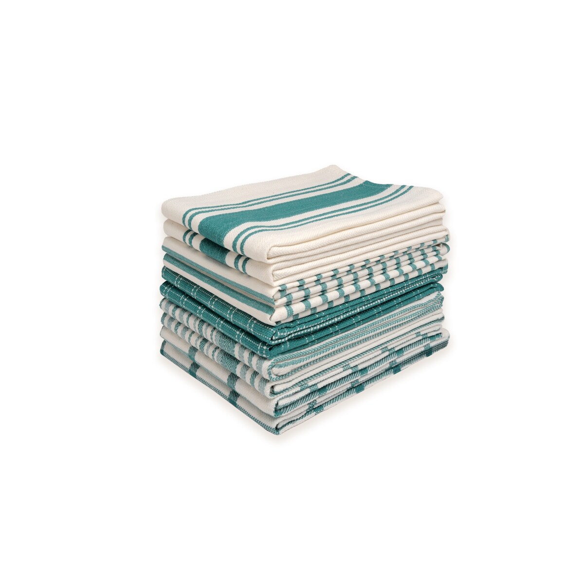 Lot de 10 torchons de cuisine plats en coton Dan River, assortis - 18'' x 28''