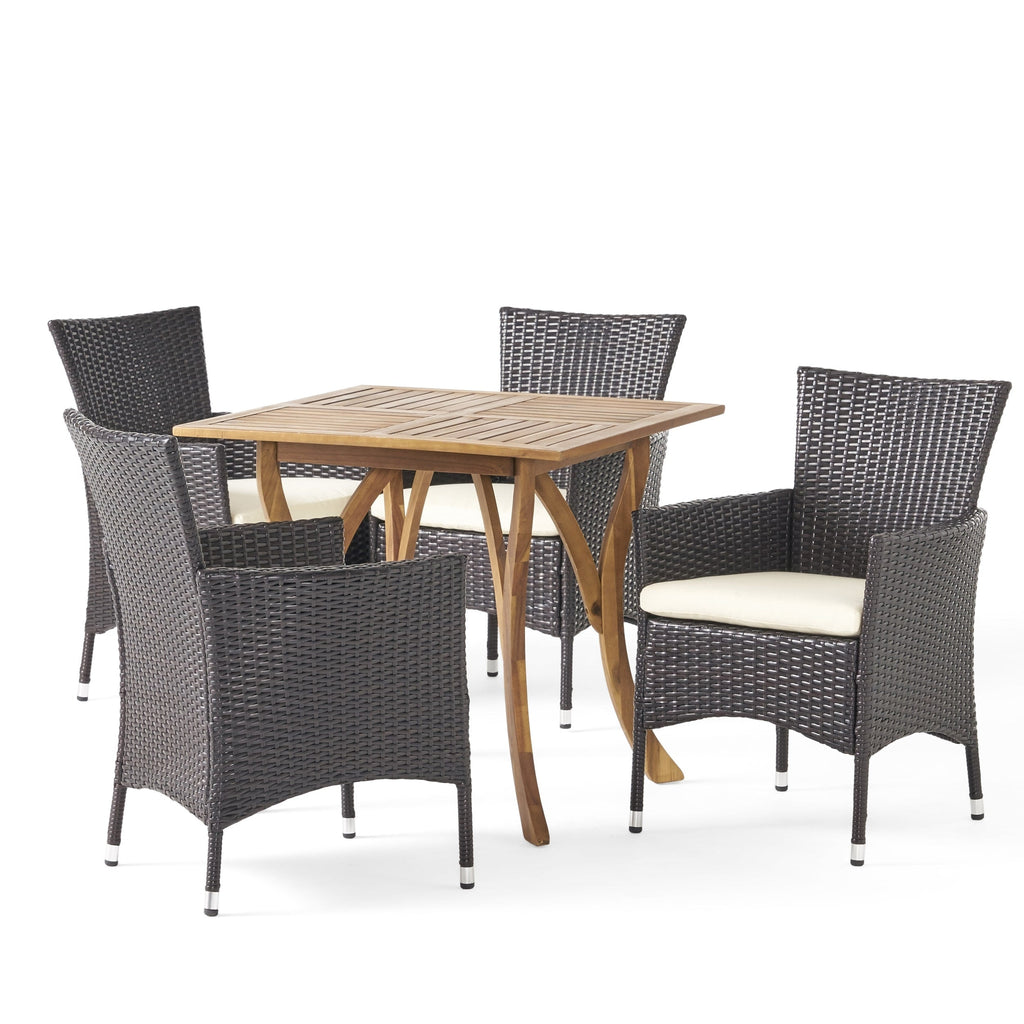 Christopher Knight Home Danby Ensemble de salle à manger d'extérieur 5 pièces en bois d'acacia et osier