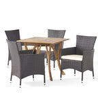 Christopher Knight Home Danby Ensemble de salle à manger d'extérieur 5 pièces en bois d'acacia et osier
