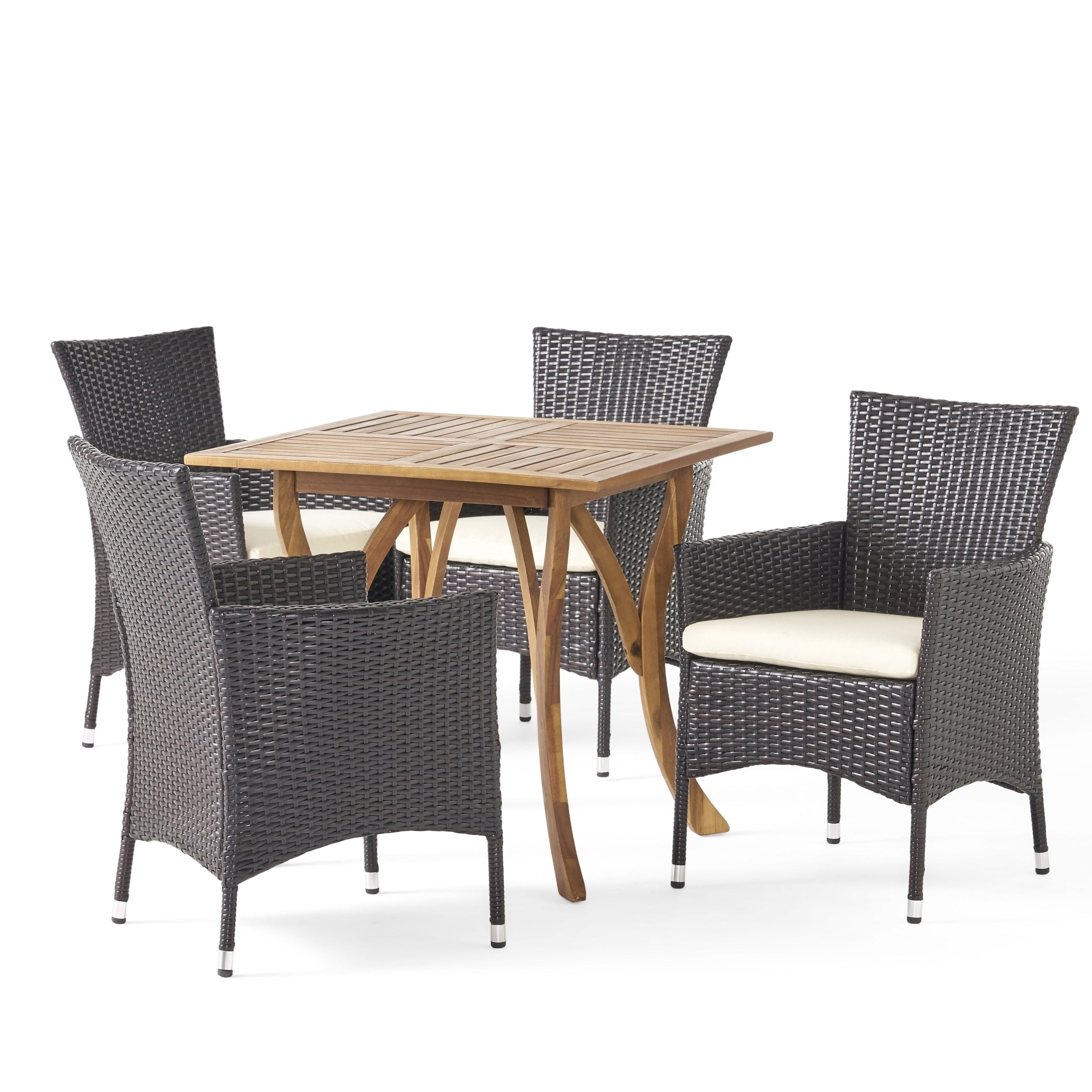 Christopher Knight Home Danby Ensemble de salle à manger d'extérieur 5 pièces en bois d'acacia et osier