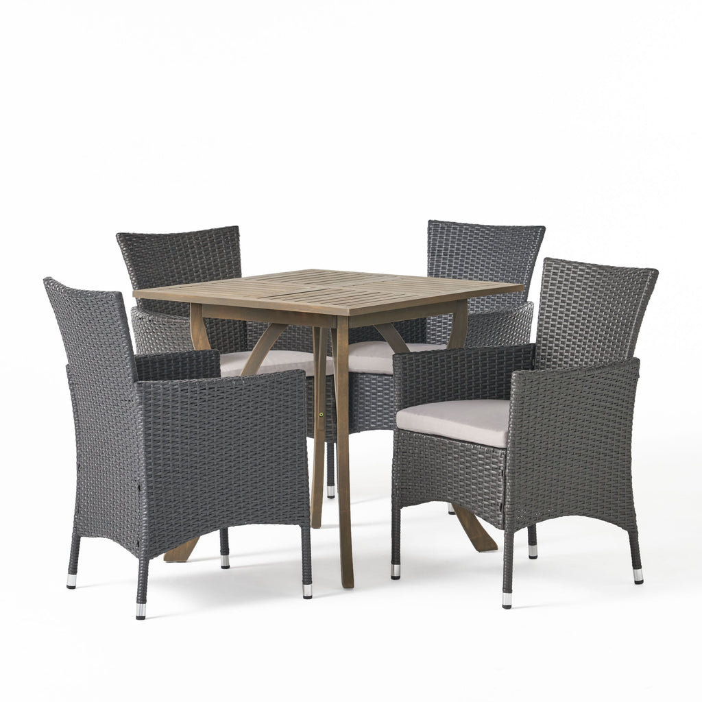 Christopher Knight Home Danby Ensemble de salle à manger d'extérieur 5 pièces en bois d'acacia et osier
