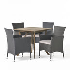 Christopher Knight Home Danby Ensemble de salle à manger d'extérieur 5 pièces en bois d'acacia et osier