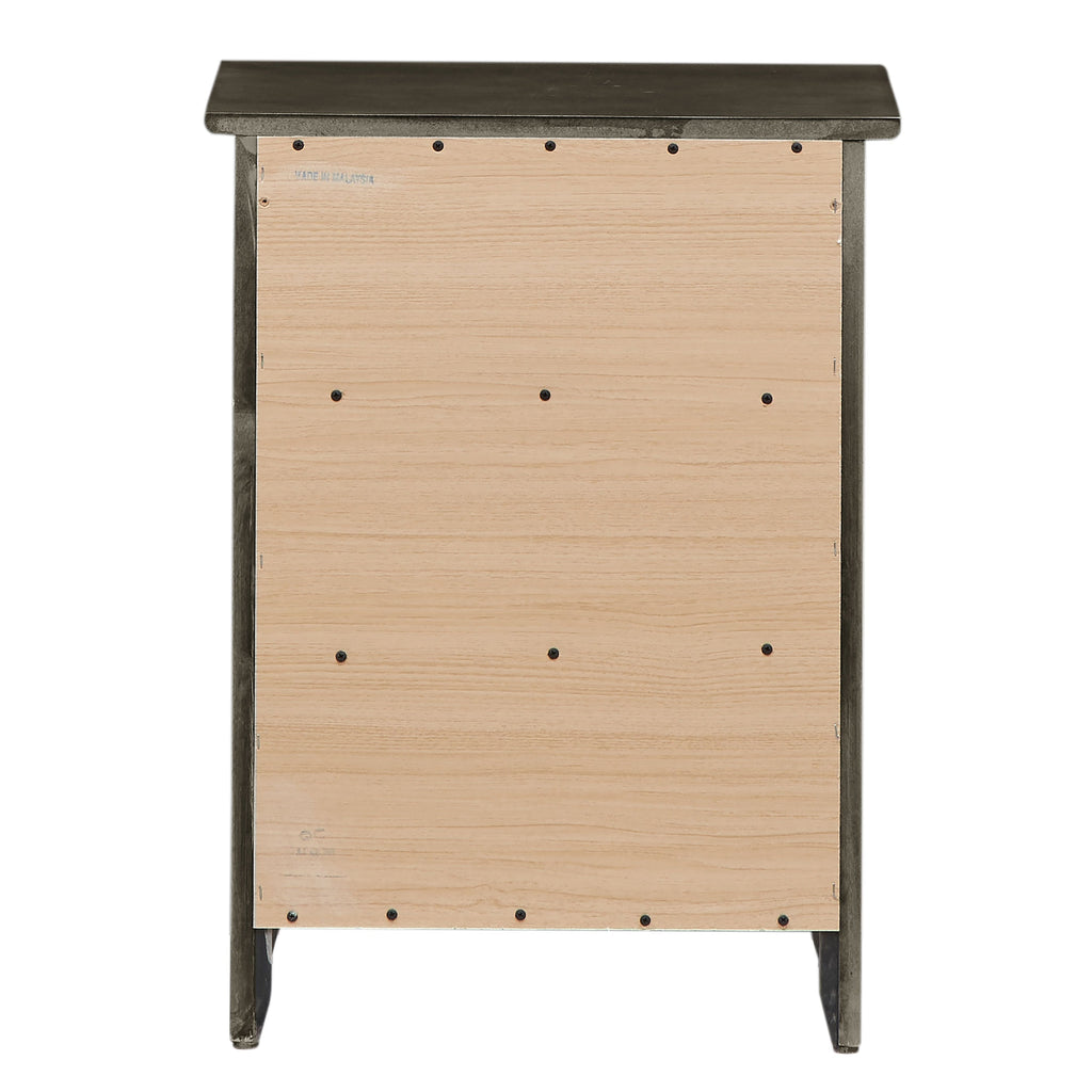 Table de chevet transitionnelle en bois à 3 tiroirs Daniel