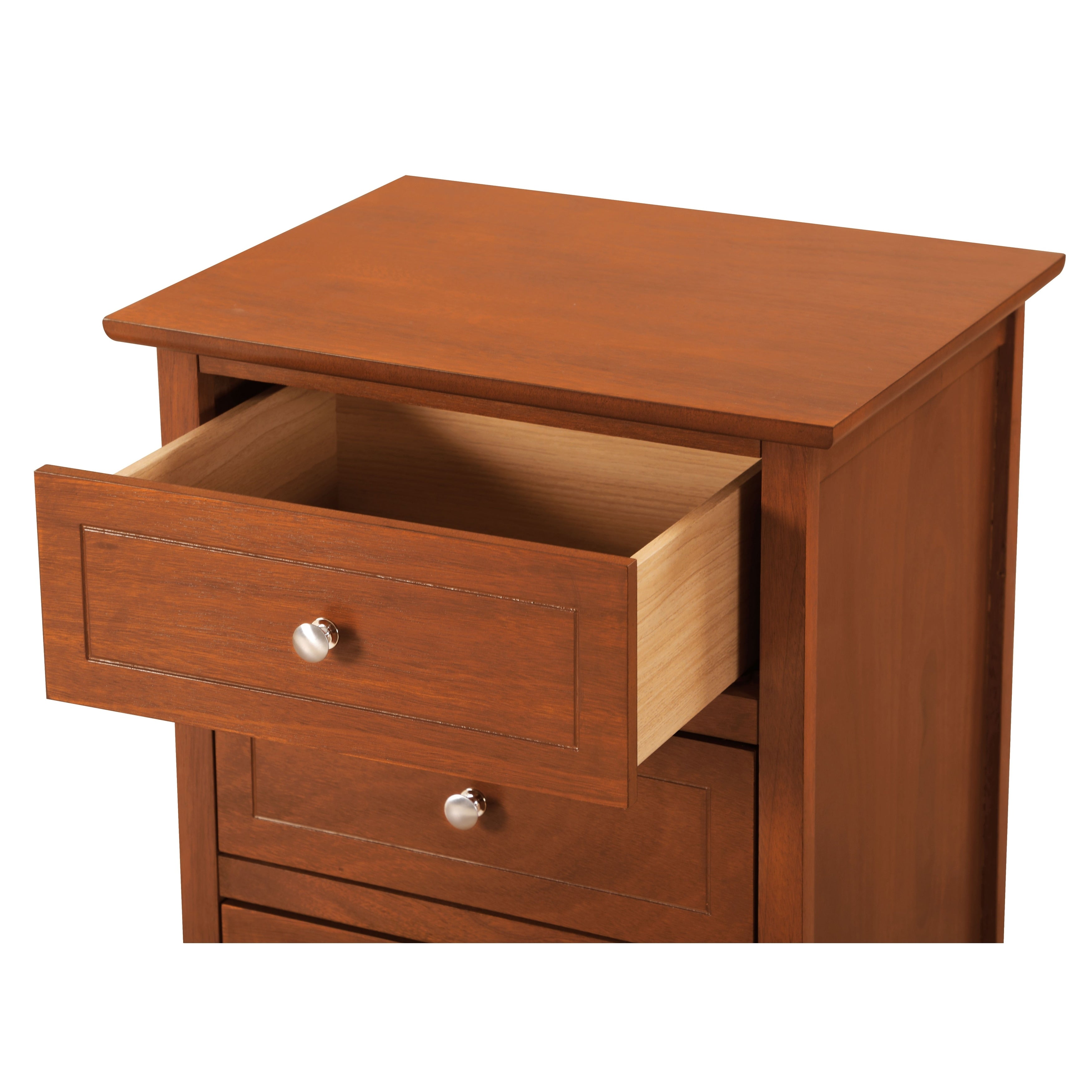 Table de chevet transitionnelle en bois à 3 tiroirs Daniel
