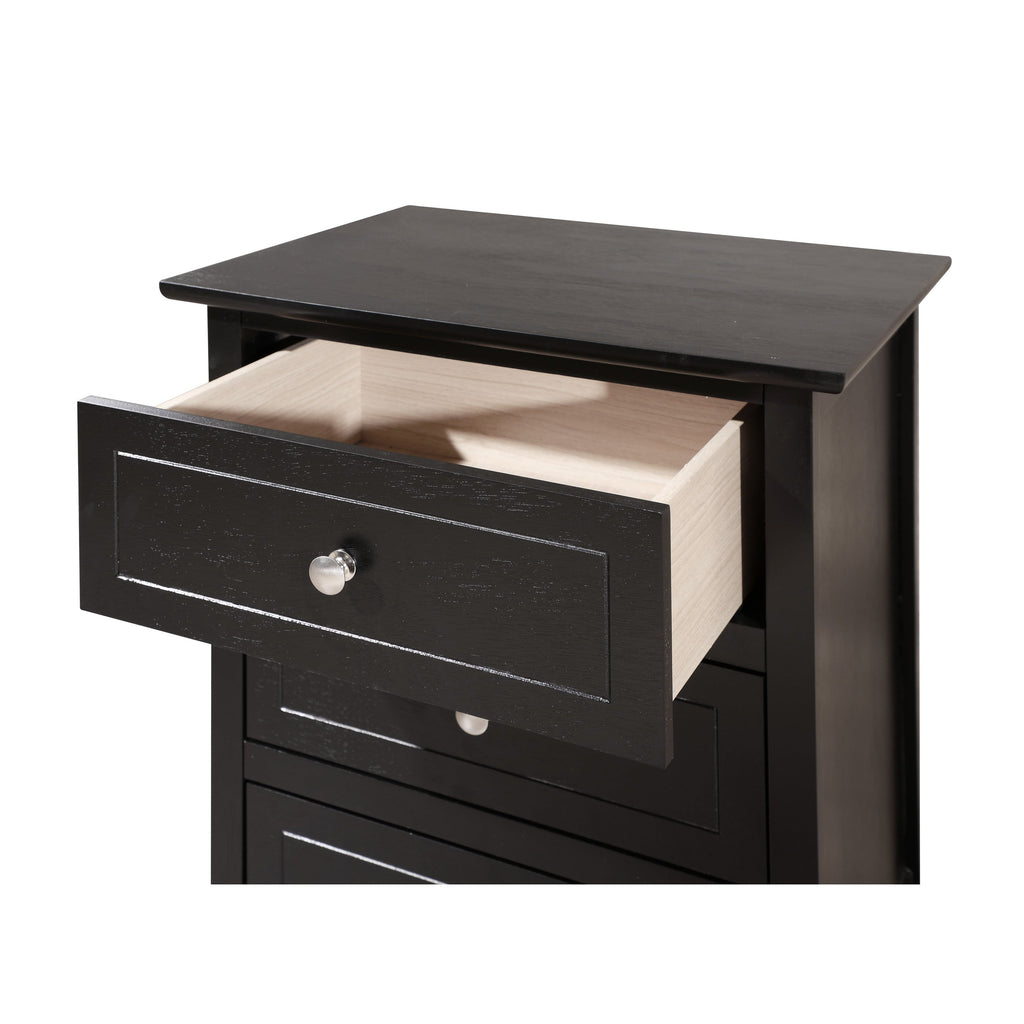 Table de chevet transitionnelle en bois à 3 tiroirs Daniel