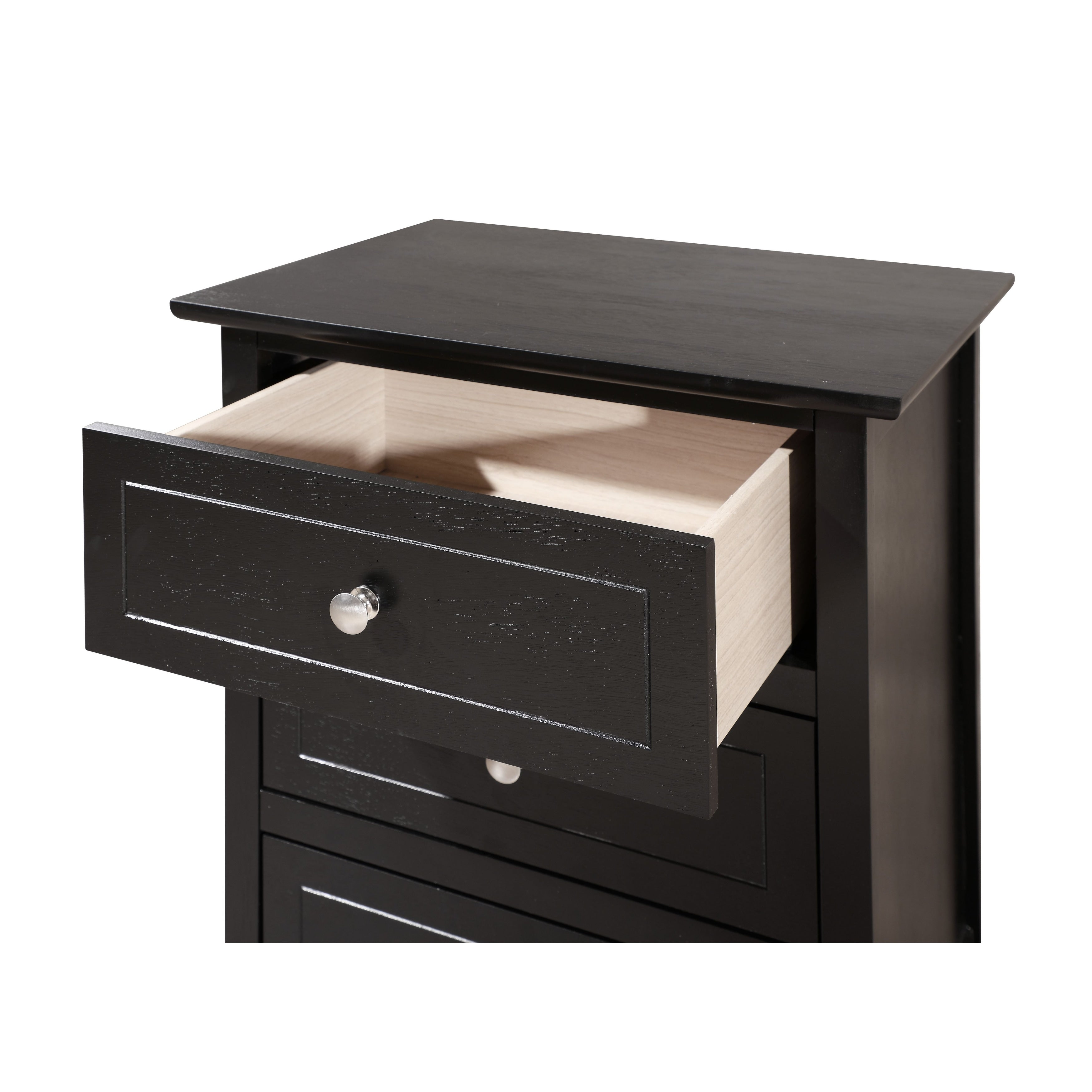 Table de chevet transitionnelle en bois à 3 tiroirs Daniel