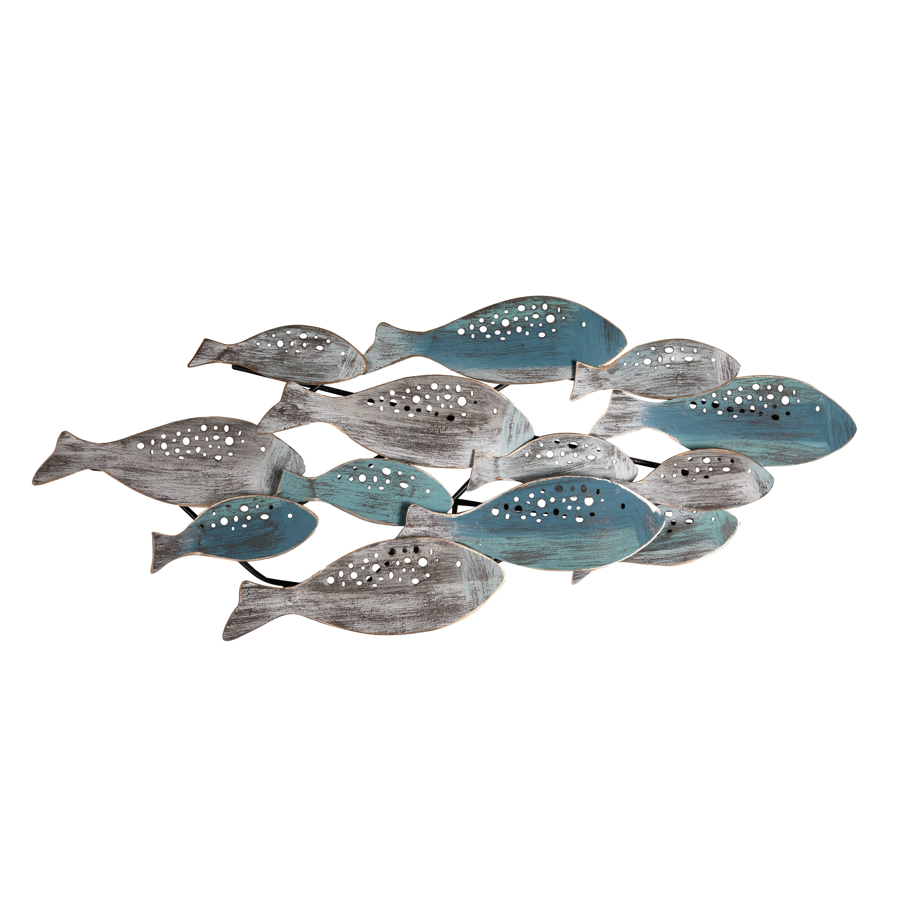 Danya B. École de poissons, art mural côtier moderne en métal