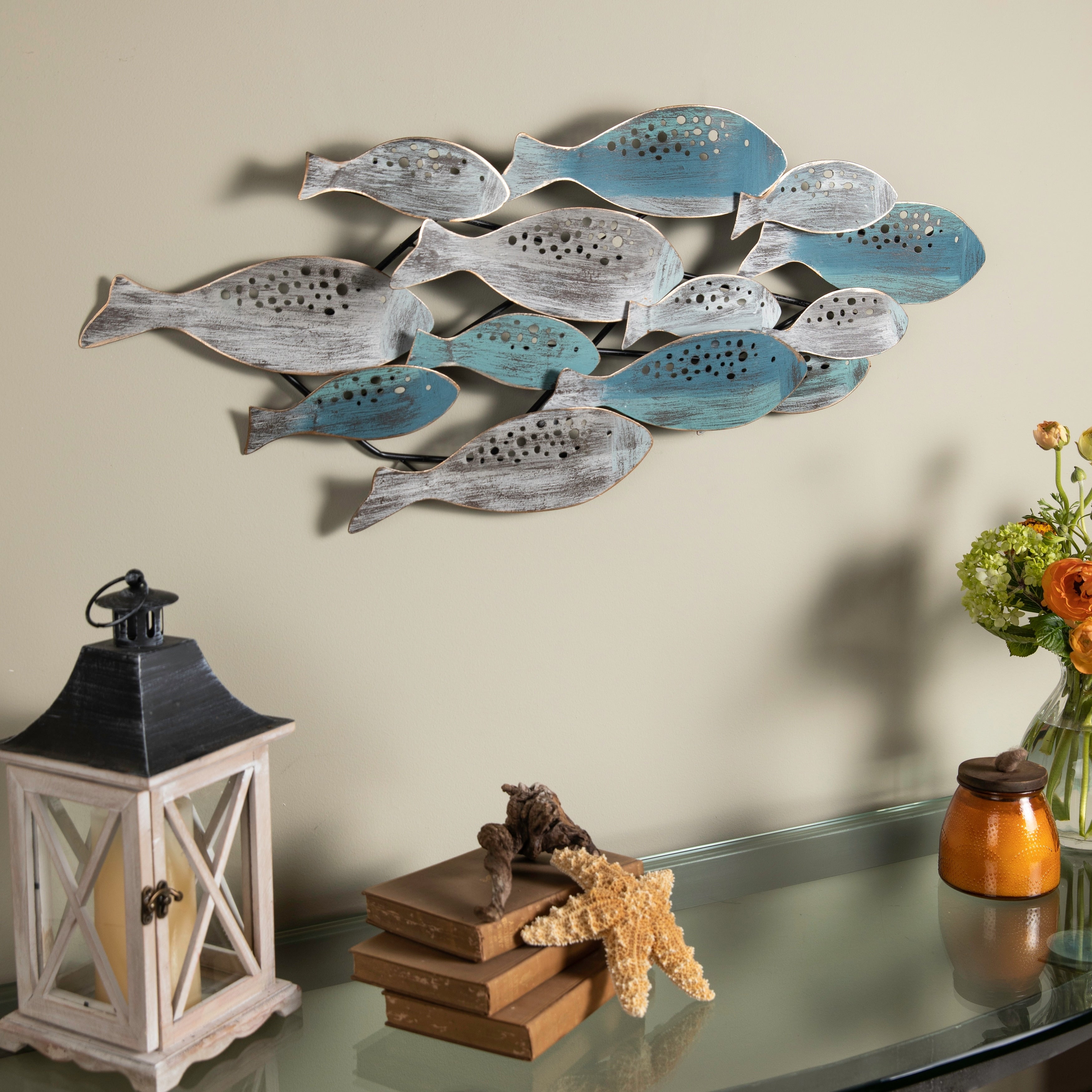 Danya B. École de poissons, art mural côtier moderne en métal