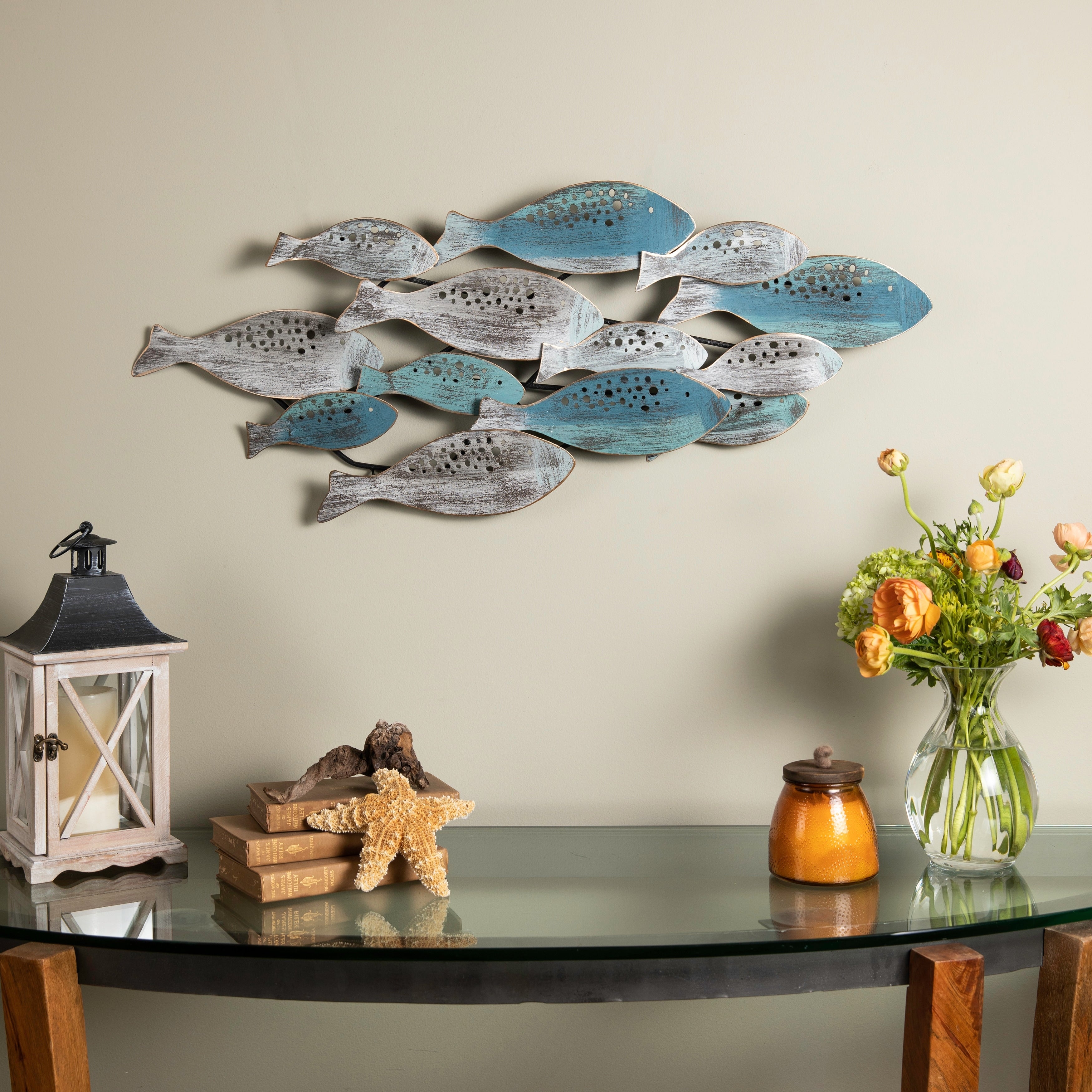 Danya B. École de poissons, art mural côtier moderne en métal