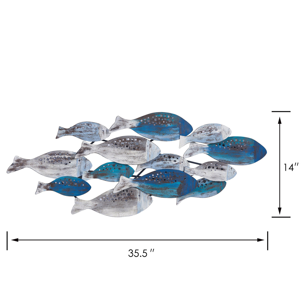 Danya B. École de poissons, art mural côtier moderne en métal